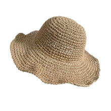 Load image into Gallery viewer, Hot Summer Hoilday Floppy Straw Hat Women Ladies Wide Brim Beach Foldable Bow Flower Straw Sun Hat Sun Cap One Size Wide