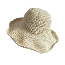 Load image into Gallery viewer, Hot Summer Hoilday Floppy Straw Hat Women Ladies Wide Brim Beach Foldable Bow Flower Straw Sun Hat Sun Cap One Size Wide