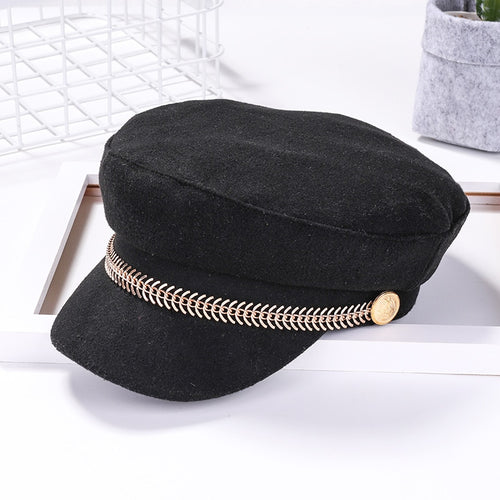 Women RB Soft Octagonal Cap Military Newsboy Autumn Winter British Style Adjustable Warm Gift Beret Side Badge Retro Novidades