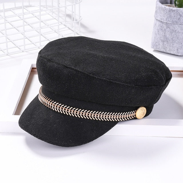 Women RB Soft Octagonal Cap Military Newsboy Autumn Winter British Style Adjustable Warm Gift Beret Side Badge Retro Novidades