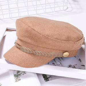 Women RB Soft Octagonal Cap Military Newsboy Autumn Winter British Style Adjustable Warm Gift Beret Side Badge Retro Novidades