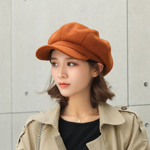 Load image into Gallery viewer, 2019 Wool Women Beret Autumn Winter Octagonal Cap Hats Stylish Artist Painter Newsboy Caps Black Yellow Beret Hats