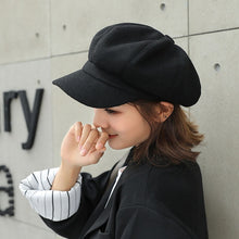 Load image into Gallery viewer, 2019 Wool Women Beret Autumn Winter Octagonal Cap Hats Stylish Artist Painter Newsboy Caps Black Yellow Beret Hats