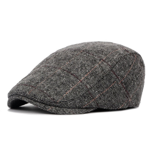 2019 Autumn Winter Men Cap Hats Berets British Western Style Wool Advanced Flat Ivy Cap Gatsby Classic Vintage Striped Beret Cap