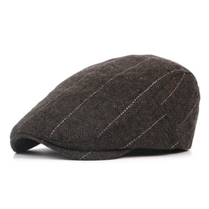 2019 Autumn Winter Men Cap Hats Berets British Western Style Wool Advanced Flat Ivy Cap Gatsby Classic Vintage Striped Beret Cap