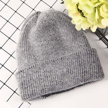 Load image into Gallery viewer, Women Winter Hat Knitted Beanie Hat Cashmere Knitted Hats for Women Cap Winter Autumn Rabbit Fur Ladies Solid Beanies Bonnet